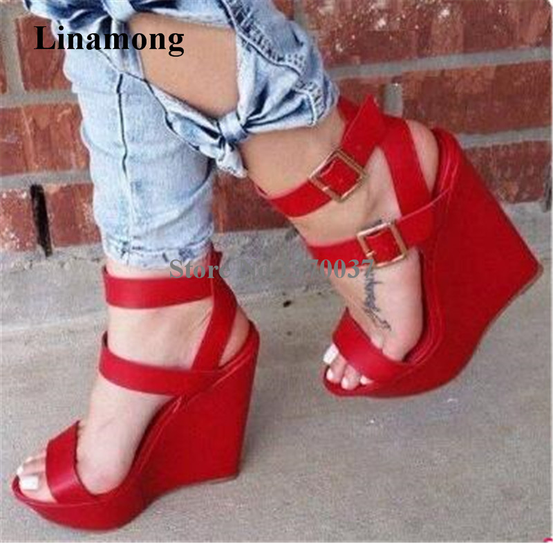 Cork Wedge Sandal - Women Fashion Design Open Toe Red