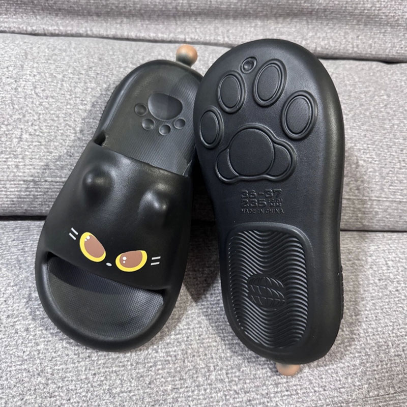 Women Shoes Black - 2026 Cute 3D Black Cat Paw