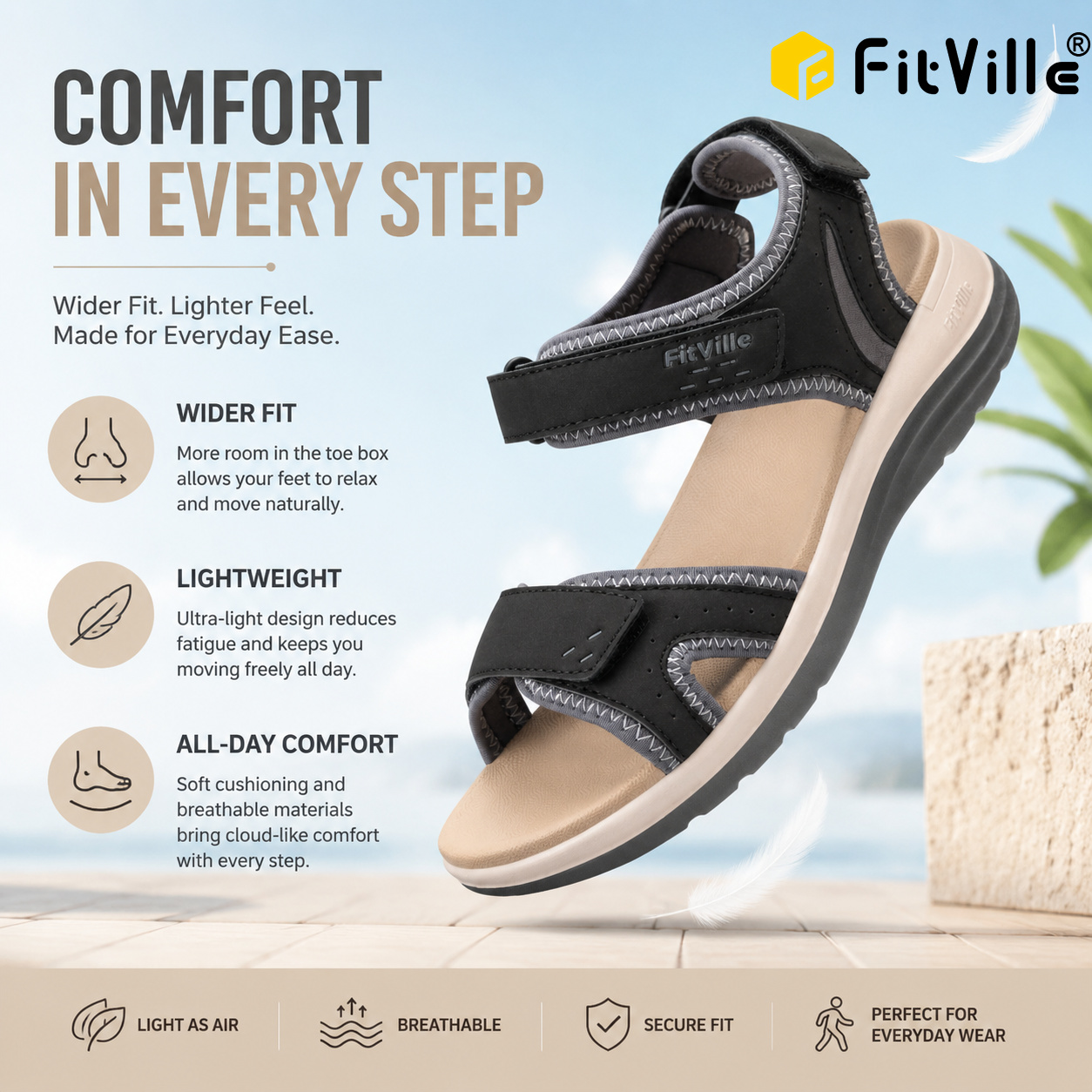 Women'S Shoes For Plantar Fasciitis - FitVille Women'S Sandals Summer Beach Flats