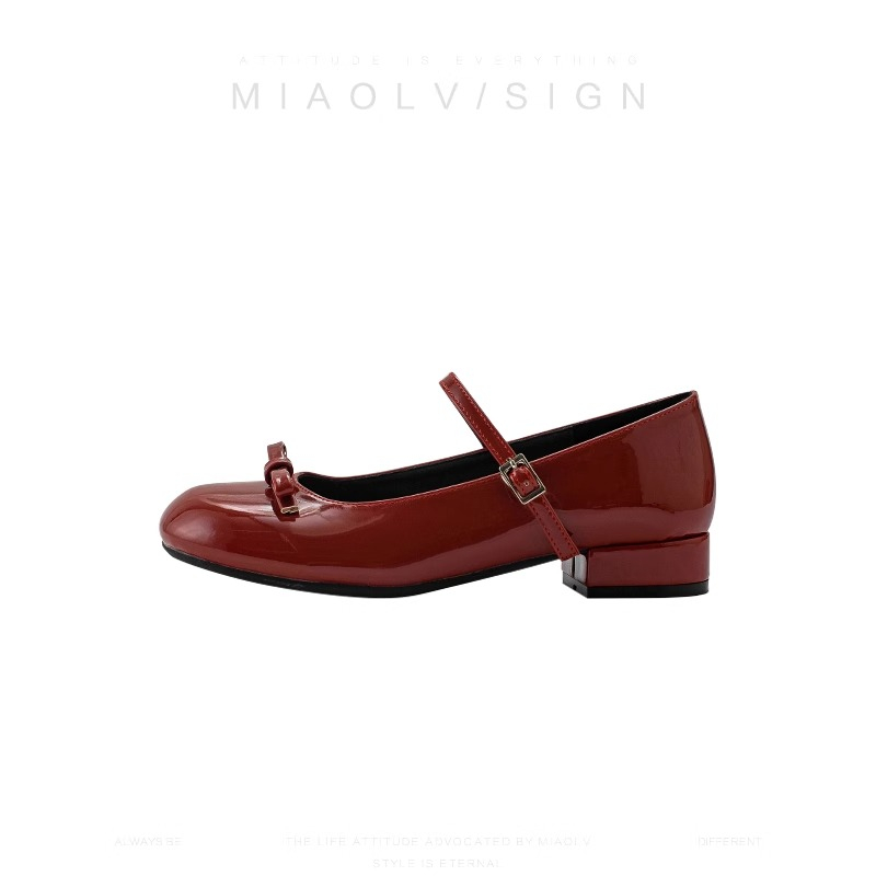 Ballet Flat Women - 2026 Spring Wine Red Women Mary