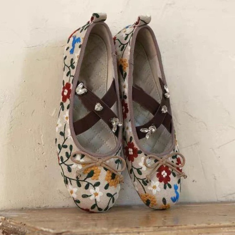 Embroidery Flower Ballet Flats - Ballet Flat Women のレビューと価格