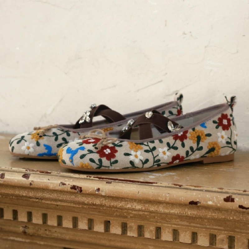 Embroidery Flower Ballet Flats - Ballet Flat Women のレビューと価格
