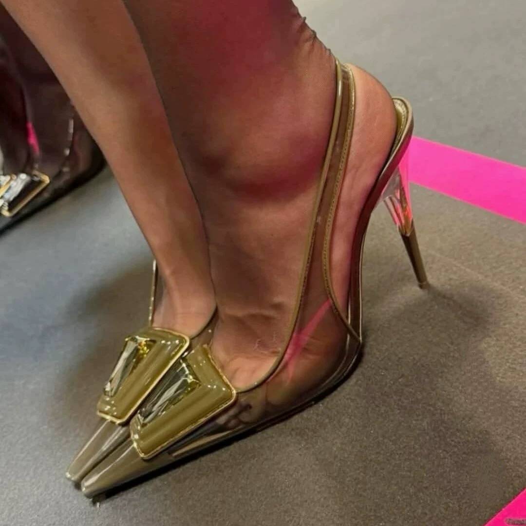 2026 Summer New Transparent Sq - Metallic Heel Sandal のレビューと価格