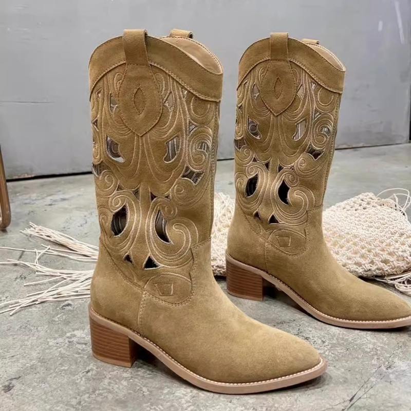 Western Style Embroidered Leat - Women'S Shoes Wide Width のレビューと価格