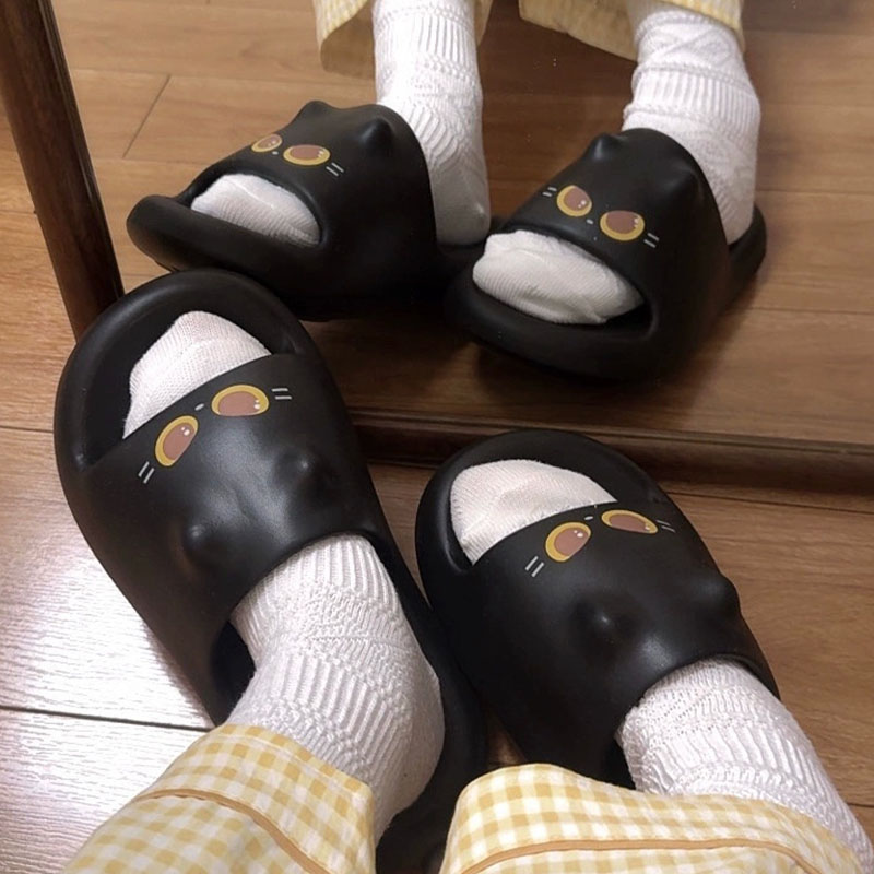 2026 Cute 3D Black Cat Paw Sli - Women Shoes Black のレビューと価格