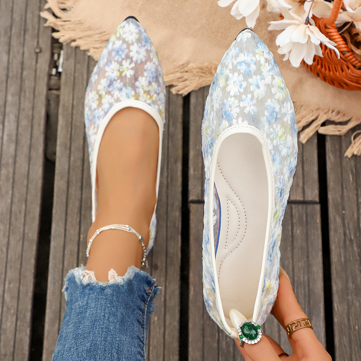 Summer Elegant Flower Low Heel - Women Shoes Elegant のレビューと価格