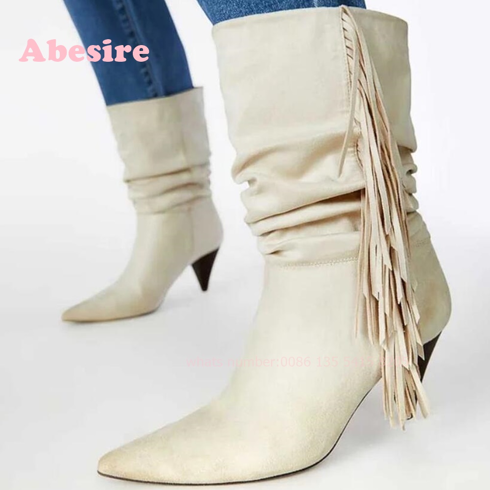 White Cone Heel Fringe Shoes V - Women'S Shoes Vegan のレビューと価格