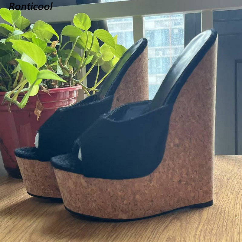 Ronticool Handmade Women's Bla - Cork Wedge Sandal のレビューと価格