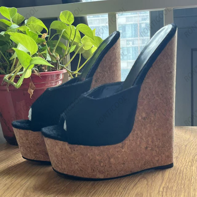Ronticool Handmade Women's Bla - Cork Wedge Sandal のレビューと価格