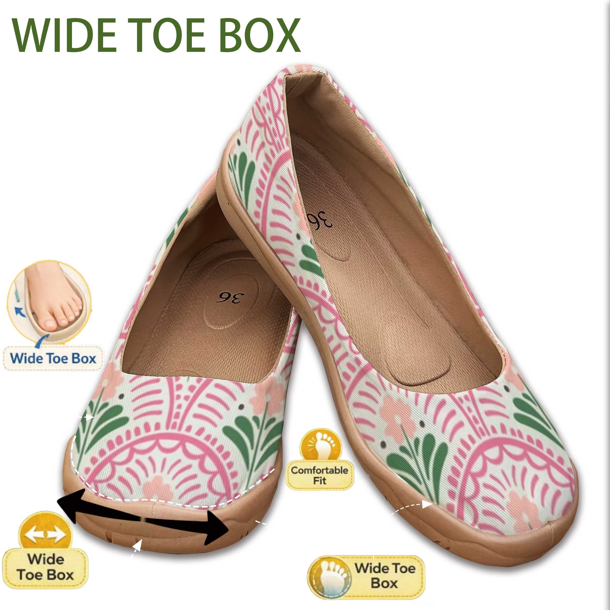 Bohemian Style Wide-Fit Women' - Women'S Shoes For Flat Feet のレビューと価格