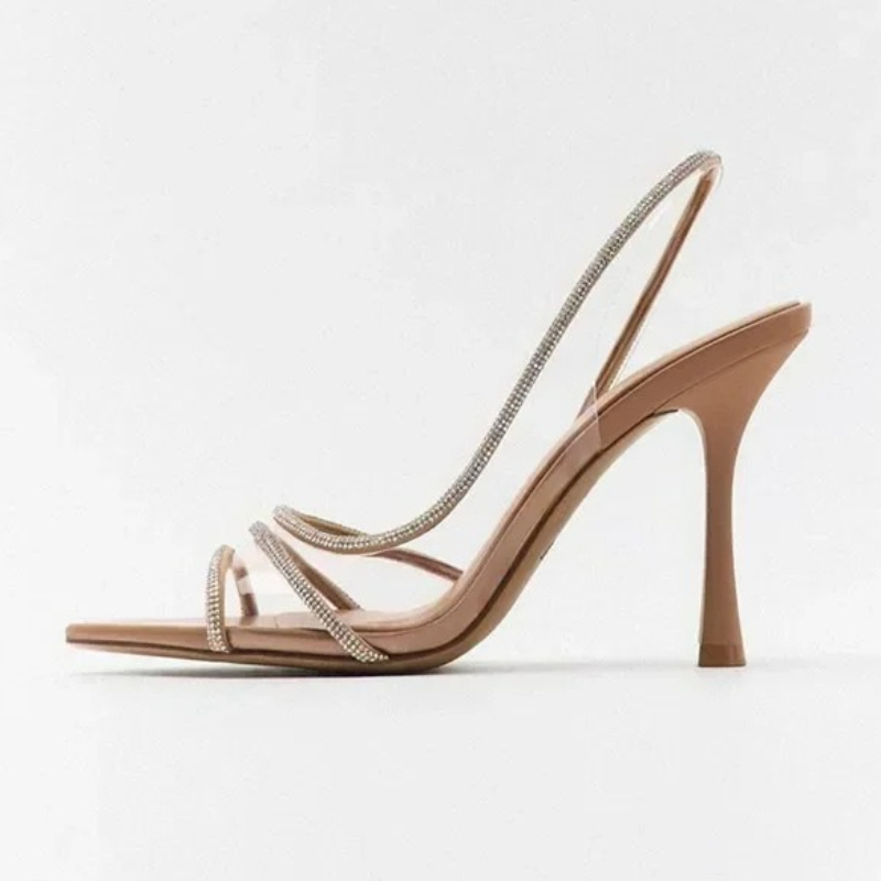 Luxury Rhinestone Strap PVC Sl - Metallic Heel Sandal のレビューと価格