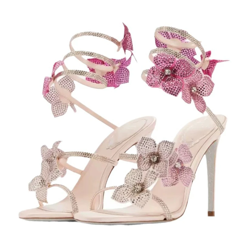 Eilyken Sexy CRYSTAL Flower Th - Metallic Heel Sandal のレビューと価格
