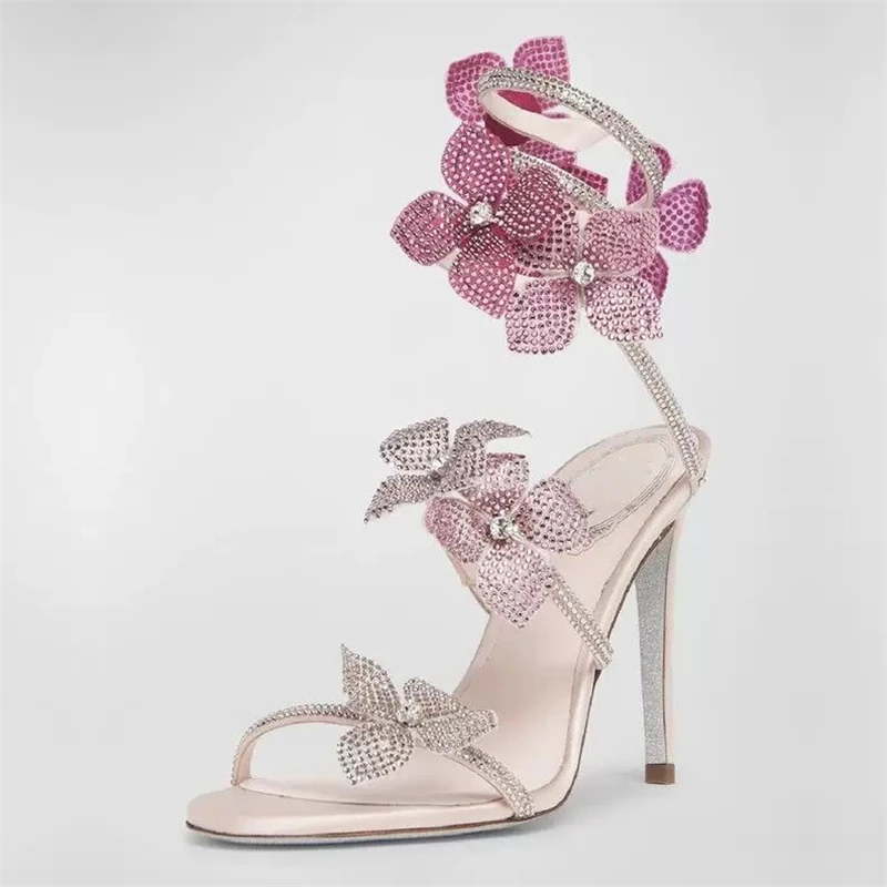 Eilyken Sexy CRYSTAL Flower Th - Metallic Heel Sandal のレビューと価格