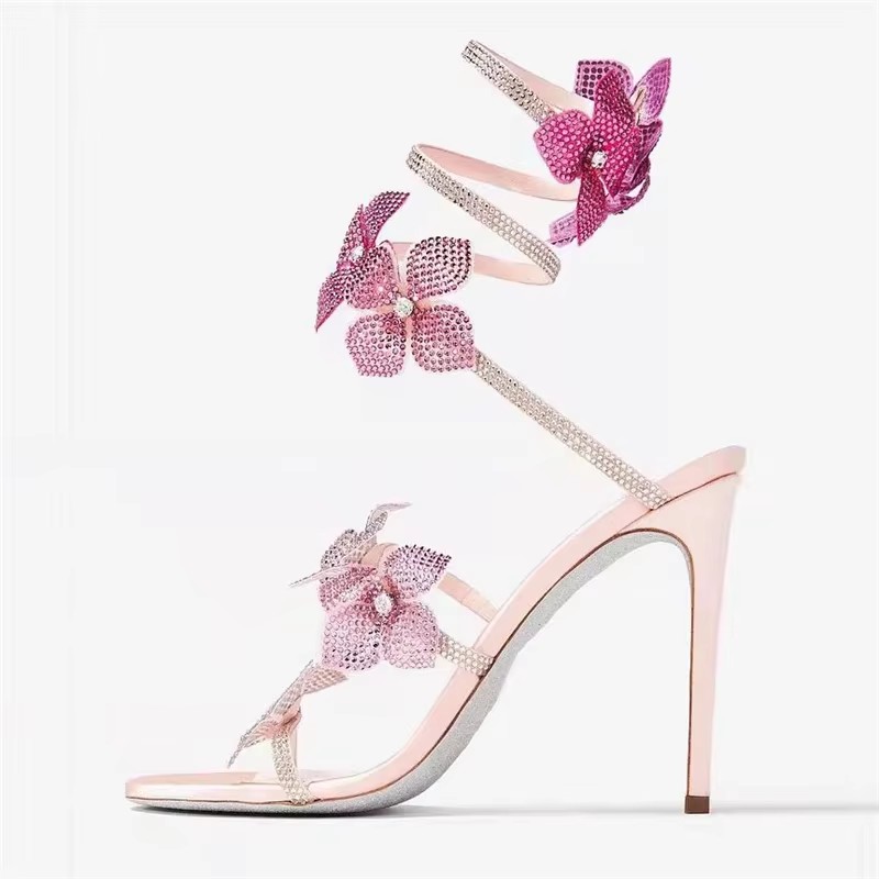 Eilyken Sexy CRYSTAL Flower Th - Metallic Heel Sandal のレビューと価格