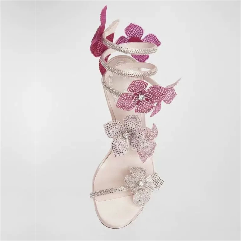 Eilyken Sexy CRYSTAL Flower Th - Metallic Heel Sandal のレビューと価格