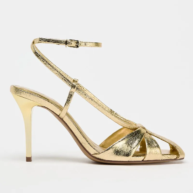 Fashion Gold Thin Heeled Sanda - Women Shoes Luxury Brand のレビューと価格
