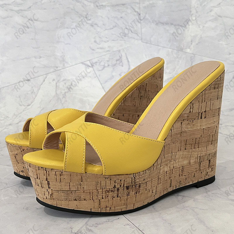 Rontic 2021 Women Platform Sli - Cork Wedge Sandal のレビューと価格