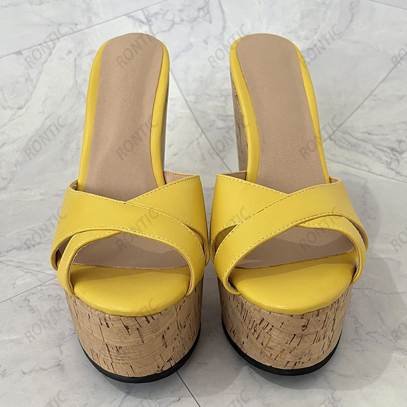 Rontic 2021 Women Platform Sli - Cork Wedge Sandal のレビューと価格