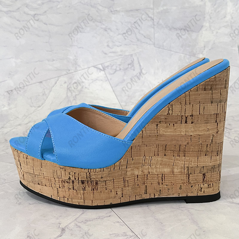 Rontic 2021 Women Platform Sli - Cork Wedge Sandal のレビューと価格